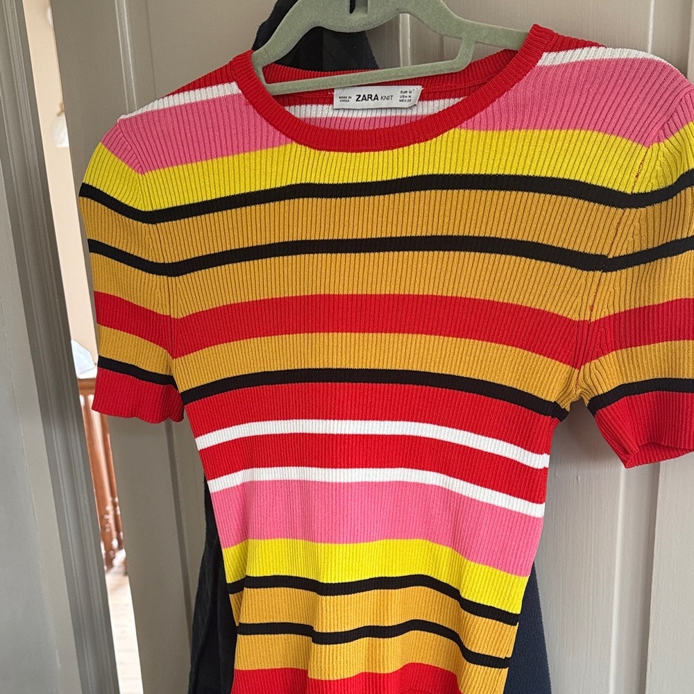 Zara Colorful Striped Knit Top